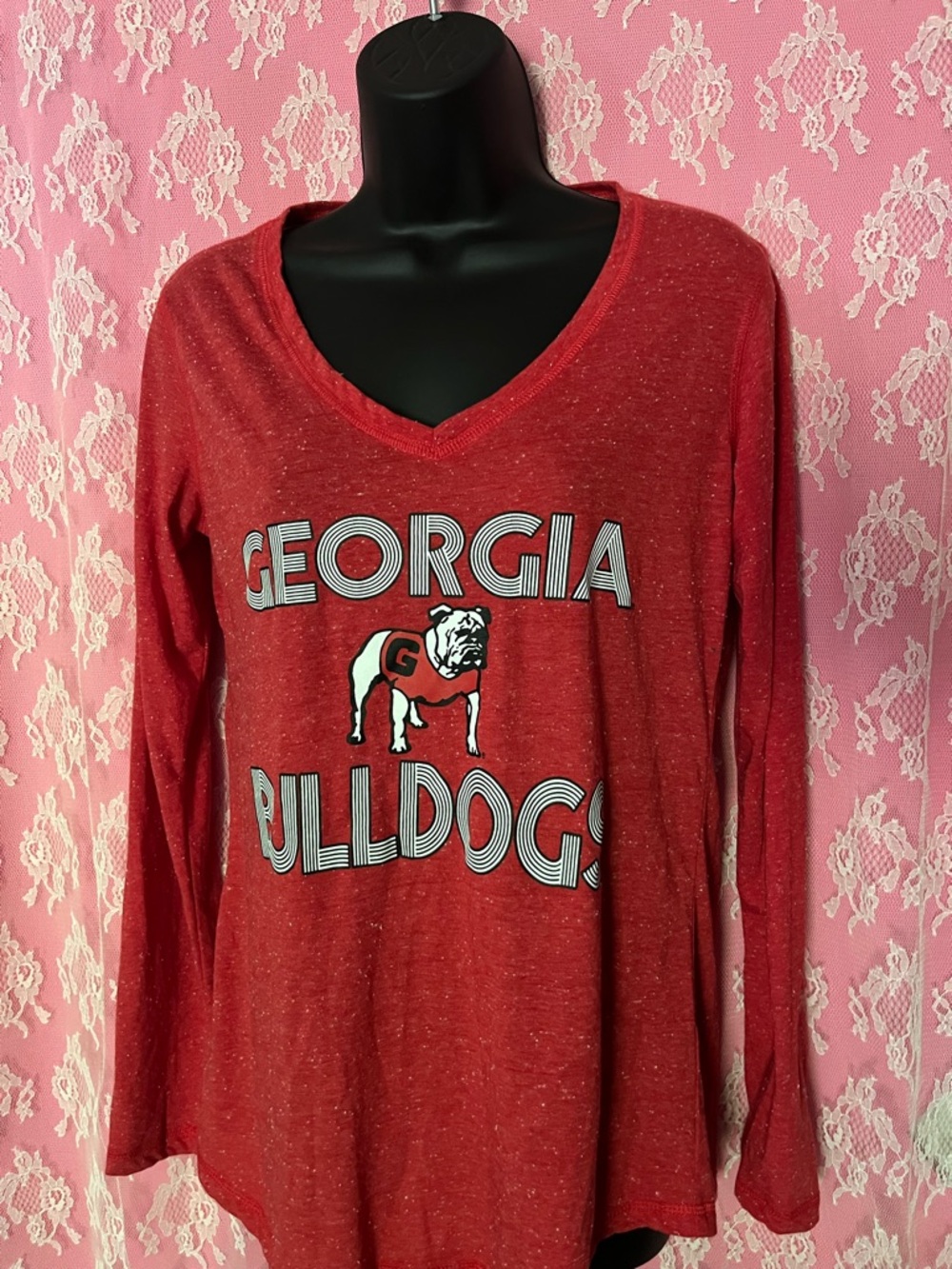 Georgia Bulldogs Red Long Sleeve V-Neck Tee